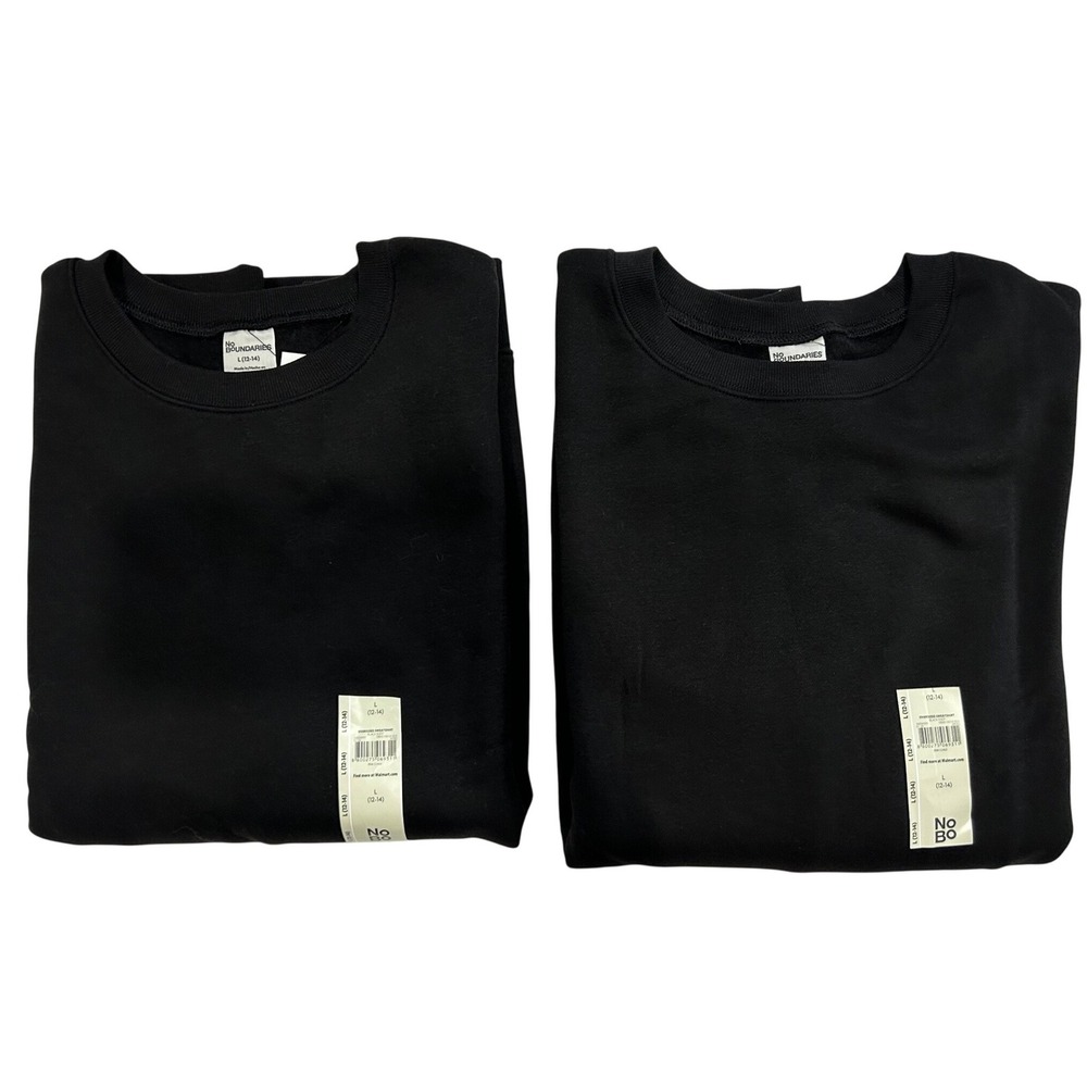 No Boundaries Kids Oversized Sweatshirt 2 Pack Black Soot Large 12-14 New‎